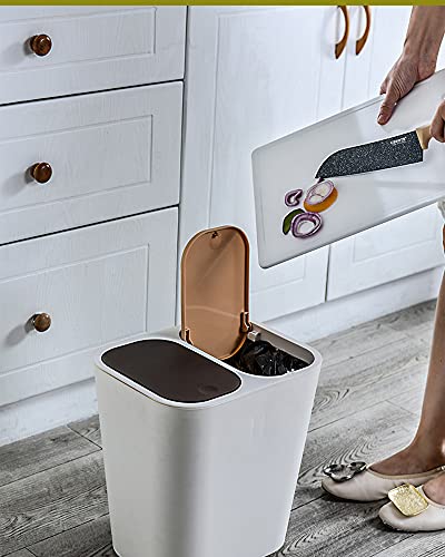 UNIONTOP Garbage Can with Lid Slim Trash Can for Kitchen Bathroom Bedroom Office, Dog Proof Trash Can Orange, Trash Classification Cans