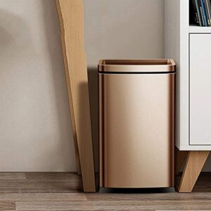 Indoor Trash can Stainless Steel Square Trash Can Large Capacity Garbage Bin Without Cover Modern Minimalist Trash Can for Kitchen Living Room Office Trash can (Color : Champagne-25L)