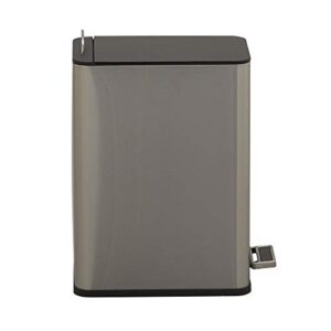 Design Trend Silver Small Stainless Steel Rectangular Trash Can with Lid for Bathrooms | 6 L