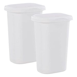 rubbermaid 13.25 gallon rectangular spring-top lid kitchen wastebasket trash can for tall trashbags, white (2 pack)