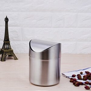 Evaliana 1.5L Stainless Steel Mini Desk Waste Trash Bin Countertop Can Garbage Cans