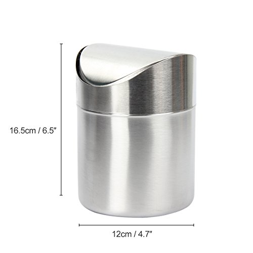 Evaliana 1.5L Stainless Steel Mini Desk Waste Trash Bin Countertop Can Garbage Cans