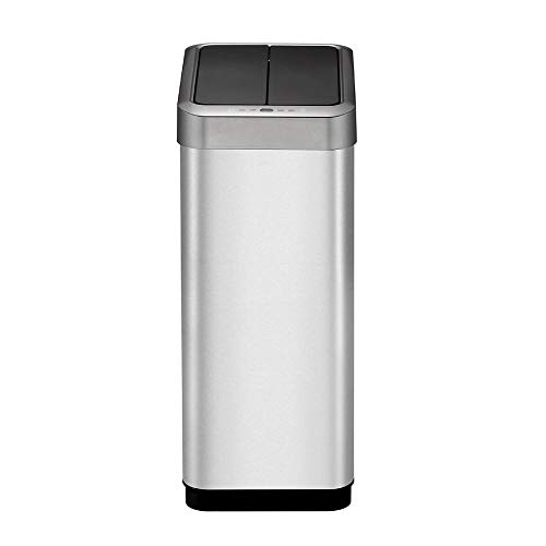 EKO Phantom-X Stainless Steel Vertical Motion Sensor Trash Can - 47L with Liner (EK9261MT-47L)