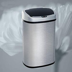 meet perfect 13 gallon stainless steel kitchen trash can with lid touch-less automatic garbage can rubbish bin with infrared motion sensor for bedroom，kitchen, office