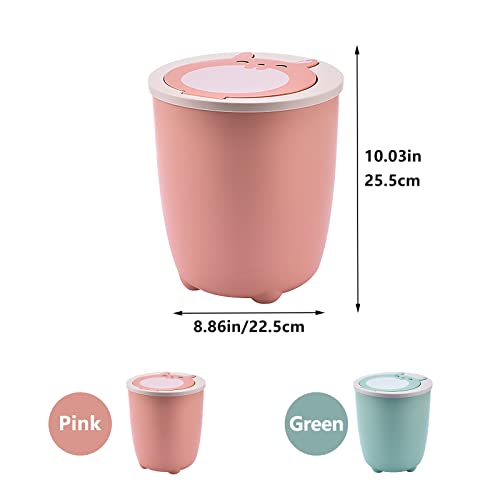 ENNTJOOY Mini Desktop Trash Can Mini Desk Garbage Can for Office Desktop Coffee Table Kitchen Bunny Cute Garbage Can Small Table Trash Can Shake Cover Bucket Small Paper Basket (Pink)