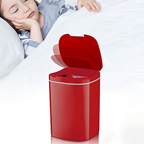 Smaani Automatic Intelligent Induction Trash Can, Trash Can Automatic Waste Bin, Garbage Can 14L for Kitchen | Office | Bedroom | Bathroom | Living Room (Red Model :No Pattern)