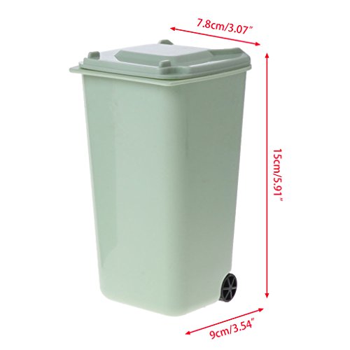 Jetamie Mini Wheelie Trash Can Pen Holder Storage Bin Desktop Organizer Garbage Bucket for Bathroom, Kitchen or Home Office