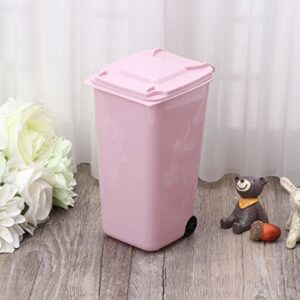 Jetamie Mini Wheelie Trash Can Pen Holder Storage Bin Desktop Organizer Garbage Bucket for Bathroom, Kitchen or Home Office