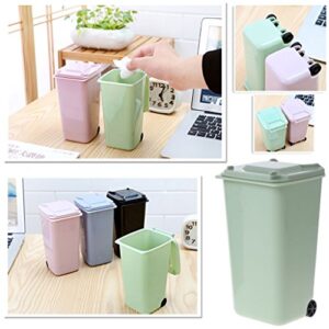 Jetamie Mini Wheelie Trash Can Pen Holder Storage Bin Desktop Organizer Garbage Bucket for Bathroom, Kitchen or Home Office