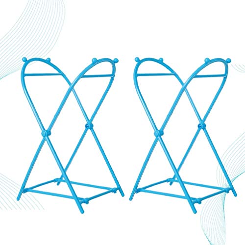 Hemoton 2pcs Trash Bag Holder Rack Foldable Garbage Bag Bracket Stand Rubbish Bag Support Rack Dishcloth Organizer Rack for Bathroom Kitchen (Blue)