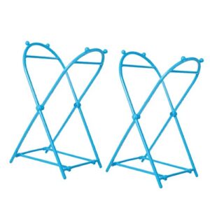 Hemoton 2pcs Trash Bag Holder Rack Foldable Garbage Bag Bracket Stand Rubbish Bag Support Rack Dishcloth Organizer Rack for Bathroom Kitchen (Blue)