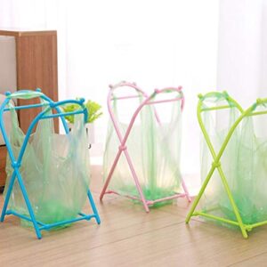 Hemoton 2pcs Trash Bag Holder Rack Foldable Garbage Bag Bracket Stand Rubbish Bag Support Rack Dishcloth Organizer Rack for Bathroom Kitchen (Blue)