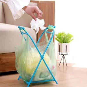 Hemoton 2pcs Trash Bag Holder Rack Foldable Garbage Bag Bracket Stand Rubbish Bag Support Rack Dishcloth Organizer Rack for Bathroom Kitchen (Blue)