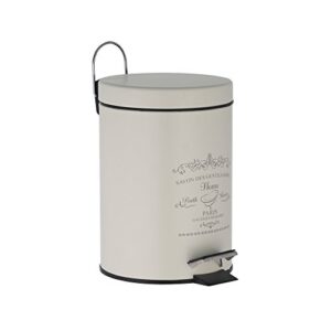 axentia cosmetic bin “paris”, dustbin stainless steel as bathroom accessory, waste bin with 3 litres volume, pedal-bin for bathroom, approx. diameter 17 x 24.5 cm, antique white