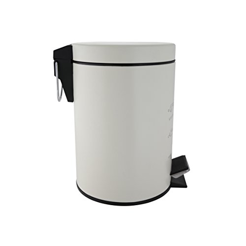 axentia Cosmetic Bin “Paris”, Dustbin Stainless Steel as Bathroom Accessory, Waste Bin with 3 litres Volume, Pedal-Bin for Bathroom, Approx. Diameter 17 x 24.5 cm, Antique White