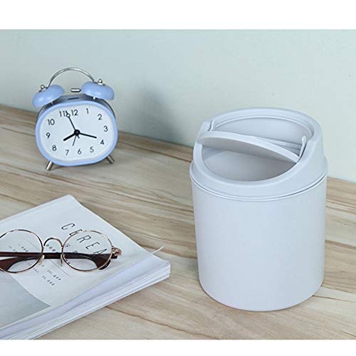 m·kvfa Mini Desktops Trash Cans, Creative Covered Kitchen Living Room Trash Can, Desk Organizer Garbage Storage Bin, Countertop Trash Recycling Containers (Gray)
