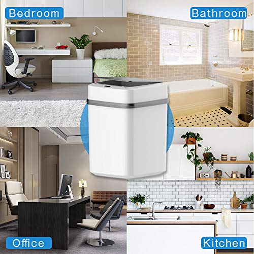 NORMIA RITA Knee & Hands Touchless Trash Can 3 Gallons Small Automatic Garbage Can with 0.3s Fast Motion Sensor for Kitchen Bedroom Bathroom