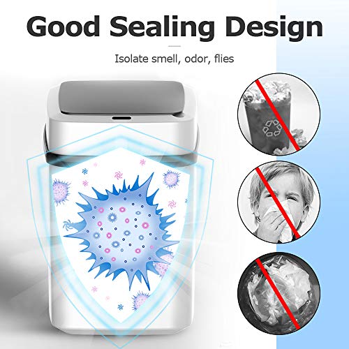 NORMIA RITA Knee & Hands Touchless Trash Can 3 Gallons Small Automatic Garbage Can with 0.3s Fast Motion Sensor for Kitchen Bedroom Bathroom