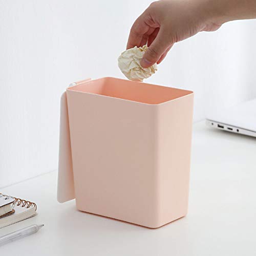 shlutesoy Mini Solid Color Desktop Dustbin Trash Can Kitchen Worktop Rubbish Holder Bin