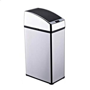 garbage can rubbish bin stainless steel trash can square automatic sensor box with flat lid rubbish bin waste bin(3l, 4l, 6l) trash can (color : chrome, size : 3l)