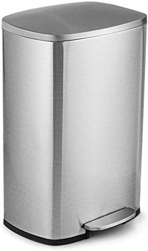 Casart Stainless Steel Trash Can with a Handle, Step Waste Bin with Inner Buckets and Hinged Lids, Perfect for Home and Office, 13.2 Gallon