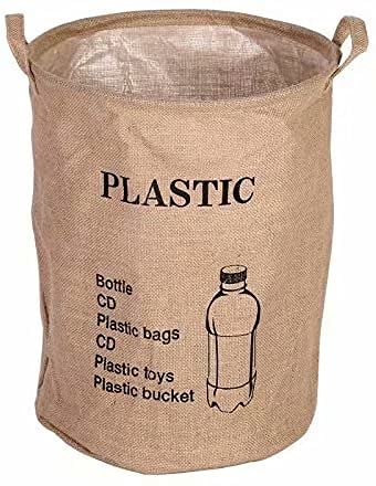 Dream Roca Natural Jute Recycling Bin Bag, Waste Bin Bags Basket for Home Kitchen Office - Round Reusable Recycle Garbage Trash Sorting Bins Organizer Baskets Recycling Container for Metal, Cans