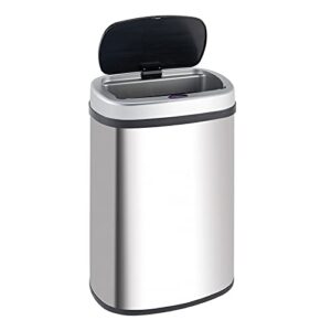 kitchen trash can 13 gallon, stainless steel automatic garbage cans, touchless motion sensor, waterproof waste bin with lid, rubbish bin trashcan for your kitchen, office, bathroom, bedroom (silver)
