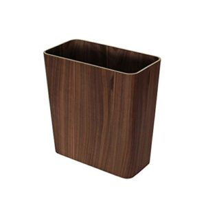 JJW Rubbish Recycle Bins Black Walnut/Curved Willow Trash Can Wastebasket Square Garbage Bin for Living Room, Bedroom, Bathroom, 12L/3.1Gal Rubbish bin (Color : Black Walnut)