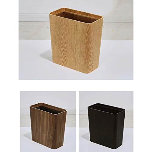 JJW Rubbish Recycle Bins Black Walnut/Curved Willow Trash Can Wastebasket Square Garbage Bin for Living Room, Bedroom, Bathroom, 12L/3.1Gal Rubbish bin (Color : Black Walnut)