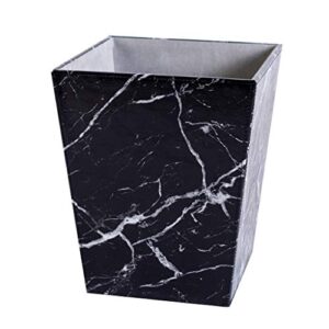 trash can faux leather trash can waste basket faux white marble finish for home, kitchen bathroom& office (black) rubbish recycle bins (color : black)