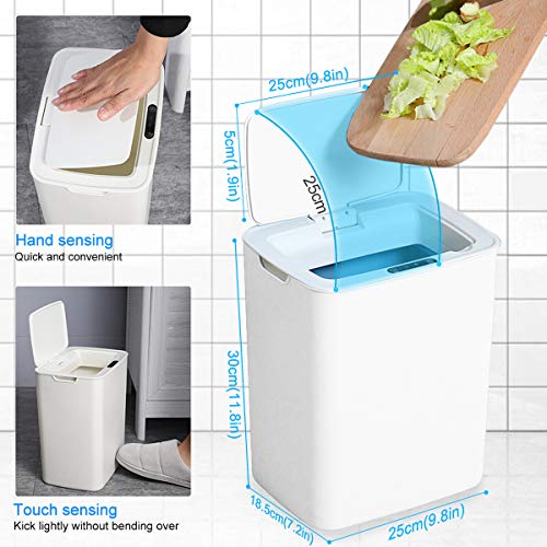 AOPUTTRIVER Touchless Sensor Trash Can 14 Liter/3.7 Gallon Small Capacity Trash Can with Lid Sensor Kitchen Bin Recycling and Waste Slim Bin Sensor Bins for Kitchen / Living Room /Office(Small)