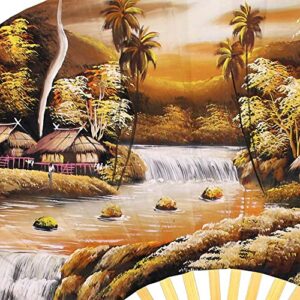 Sunset River Folding Wall Fan Hand-Painted Wall Decor Art (60 inch Wide)