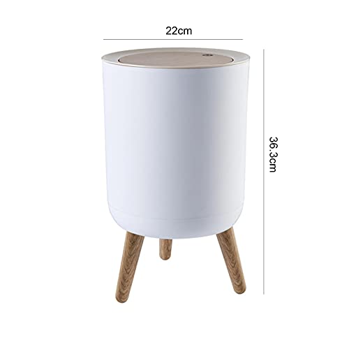 High Foot Trash Can, Home Creative with Lid Press Living Room Bathroom Kitchen Garbage Can Strong Nordic Style Trash Can White 14.2'' x 8.6''