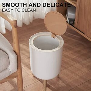 High Foot Trash Can, Home Creative with Lid Press Living Room Bathroom Kitchen Garbage Can Strong Nordic Style Trash Can White 14.2'' x 8.6''