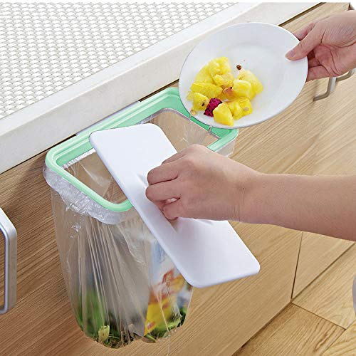 Trash Bag Holder with lid for Kitchen Cupboard, Kitchen Plastic Bag Trash Bin with Cover Garbage Bags Storage Rack RV Garbage Bag Hanger, Space Saving Garbage Hook, Kitchen Organize