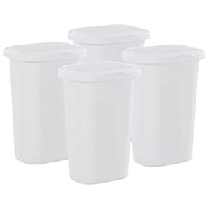 rubbermaid 13.25 gallon rectangular spring-top lid kitchen wastebasket trash can for tall trashbags, white (4-pack)