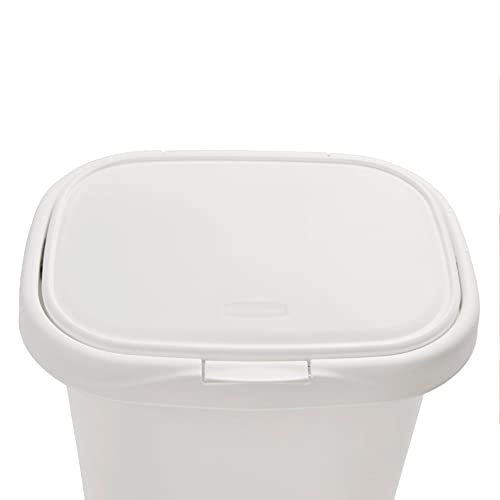 Rubbermaid 13.25 Gallon Rectangular Spring-Top Lid Kitchen Wastebasket Trash Can for Tall Trashbags, White (4-Pack)