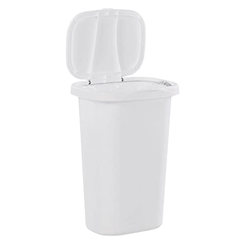 Rubbermaid 13.25 Gallon Rectangular Spring-Top Lid Kitchen Wastebasket Trash Can for Tall Trashbags, White (4-Pack)