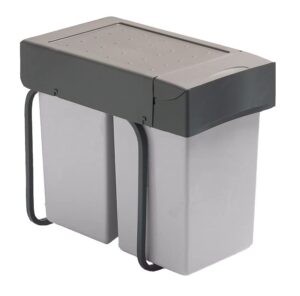 richelieu 2270100 2270 227 series bottom mount double bin trash can with full extension slides – 14.79 quart capacity per bin