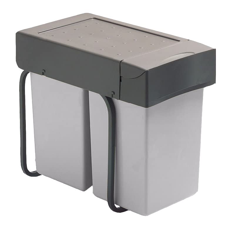 RICHELIEU 2270100 2270 227 Series Bottom Mount Double Bin Trash Can with Full Extension Slides - 14.79 Quart Capacity per Bin