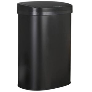 lucky shop 13 gallon kitchen trash can automatic garbage can, stainless steel waste bin with lid, electronic touch free motion sensor high-capacity brushed metal for indoor, black gl-tc-1350r-black