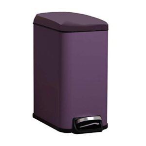 yumeige kitchen bins stainless steel trash can, narrow design, silent deceleration, fixed cover design, foot-operated trash can, suitable for bedroom, kitchen, living room, toilet (color : purple)