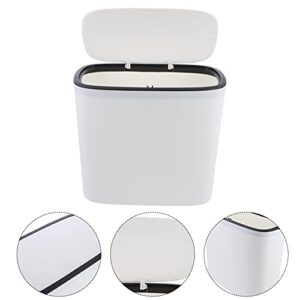 Hemobllo Car Trash Bin Household Narrow Trash Can Push- Type Trash Bin, Rubbish Storage Container Kitchen Tight Trash Can Trash Bin with Lid for Bathroom Bedroom Kitchen Office Bathroom Garbage Bin