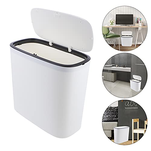 Hemobllo Car Trash Bin Household Narrow Trash Can Push- Type Trash Bin, Rubbish Storage Container Kitchen Tight Trash Can Trash Bin with Lid for Bathroom Bedroom Kitchen Office Bathroom Garbage Bin