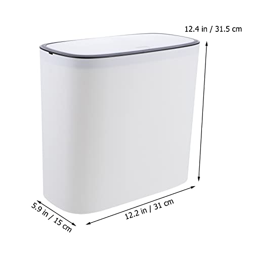 Hemobllo Car Trash Bin Household Narrow Trash Can Push- Type Trash Bin, Rubbish Storage Container Kitchen Tight Trash Can Trash Bin with Lid for Bathroom Bedroom Kitchen Office Bathroom Garbage Bin