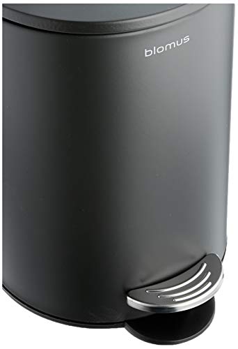 blomus -Tubo Pedal bin Made of Powder-Coated Steel, Anthracite, 3L Capacity, Smart Close System, Removable Bucket, Exclusive Bathroom Accessory (H x W x D): 24.5 x 17 x 17 cm, Anthracite, 6888)