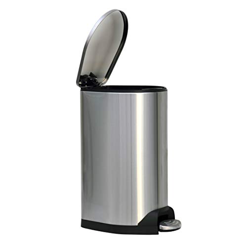 King's Rack 8 Gallon / 30 Liter Brushed Stainless Steel Step-on Trash Can Fingerprint Resistance with Removable Bucket Fits in Kitchen, Bedroom & Office