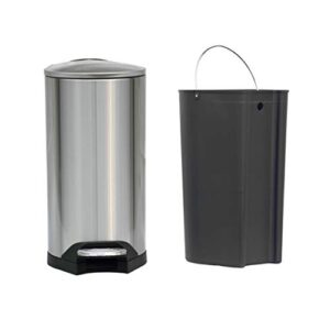 King's Rack 8 Gallon / 30 Liter Brushed Stainless Steel Step-on Trash Can Fingerprint Resistance with Removable Bucket Fits in Kitchen, Bedroom & Office