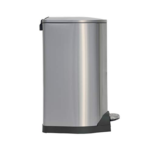 King's Rack 8 Gallon / 30 Liter Brushed Stainless Steel Step-on Trash Can Fingerprint Resistance with Removable Bucket Fits in Kitchen, Bedroom & Office