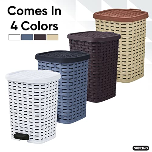 6.8-Gal. Rattan Compact Trash Bin Color: White